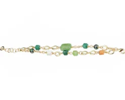 Bracciale alizee ottone finitura dorata con perla, occhio di tigre occhio di gatto Sovrani