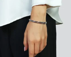 Bracciale argento a tre fasce zigrinate Unoaerre