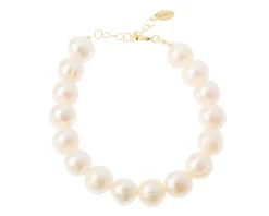 Bracciale argento con perle di fiume e chiusura dorata Selezione zanolli