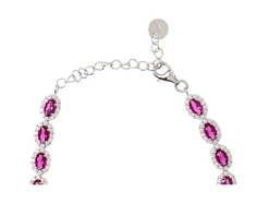 Bracciale argento con zirconi bianchi e rubino Sovrani