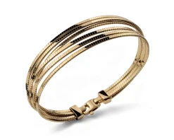 Bracciale argento dorato a sei fasce zigrinate Unoaerre