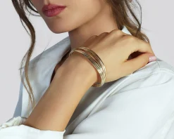 Bracciale argento dorato a sei fasce zigrinate Unoaerre