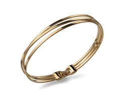 Bracciale argento dorato a tre fasce zigrinate Unoaerre