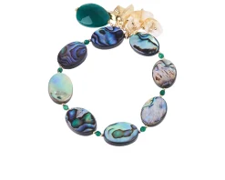 Bracciale argento dorato con agata verde e quarzo citrino Luisa della salda