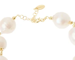 Bracciale argento dorato con chicco satinato e perla barocca Selezione zanolli