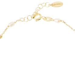 Bracciale argento dorato con chicco satinato e perla Selezione zanolli