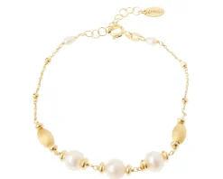 Bracciale argento dorato con chicco satinato e perla Selezione zanolli