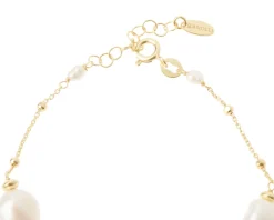 Bracciale argento dorato con chicco satinato e perle di fiume barocche Selezione zanolli