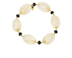 Bracciale argento dorato con citrino e agata nera Luisa della salda