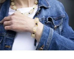 Bracciale argento dorato con citrino e agata nera Luisa della salda
