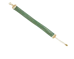 Bracciale argento dorato con 5 fili di zirconi verdi Selezione zanolli