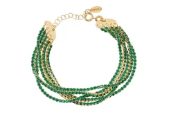Bracciale argento dorato con 5 fili di zirconi verdi Selezione zanolli