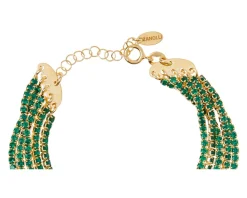 Bracciale argento dorato con 5 fili di zirconi verdi Selezione zanolli