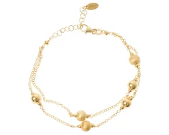 Bracciale argento dorato con palle lucide e satinate Selezione zanolli