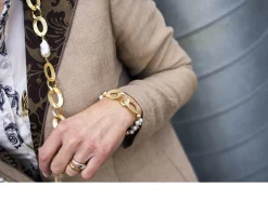 Bracciale argento dorato con perle e ovali Luisa della salda