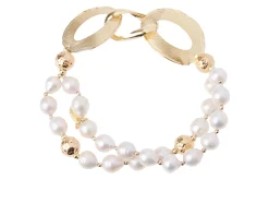 Bracciale argento dorato con perle e ovali Luisa della salda