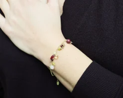 Bracciale argento dorato con quarzo, corniola e zircone bordeaux Selezione zanolli