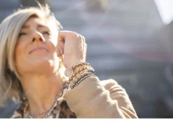 Bracciale argento rosè con ematite e cristallo di rocca Luisa della salda