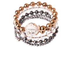 Bracciale argento rosè con ematite e cristallo di rocca Luisa della salda