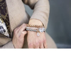 Bracciale argento rosè con ematite e cristallo di rocca Luisa della salda