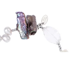 Bracciale argento rosè con perle grigie e cristallo di rocca Luisa della salda