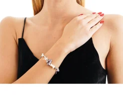 Bracciale argento rosè con perle grigie e cristallo di rocca Luisa della salda