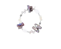 Bracciale argento rosè con perle grigie e cristallo di rocca Luisa della salda