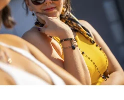 Bracciale argento rosè con spinello e agata nera Luisa della salda