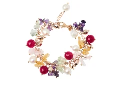 Bracciale argento rosè perle e quarzi multicolore Luisa della salda