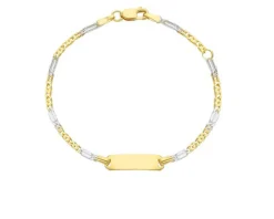 Bracciale bimbo oro 750‰ giallo e bianco con piastrina Selezione zanolli