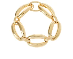 Bracciale bold argento dorato con ovali piccolo rigati Unoaerre