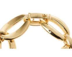 Bracciale bold argento dorato con ovali piccolo rigati Unoaerre