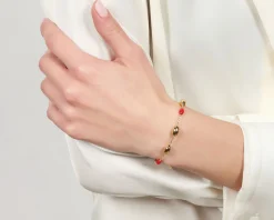 Bracciale boule argento dorato e corallo Unoaerre