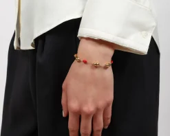 Bracciale boule argento dorato e corallo Unoaerre