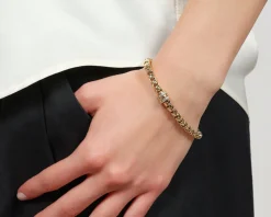 Bracciale classica in bronzo dorato con zirconi Unoaerre