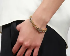 Bracciale classica in bronzo dorato con zirconi Unoaerre