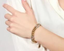 Bracciale classica in bronzo dorato con zirconi Unoaerre