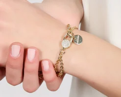 Bracciale classica in bronzo dorato con zirconi Unoaerre