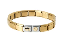 Bracciale composable acciaio dorato laurea e quadrifoglio Nomination
