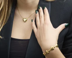 Bracciale cuore ottone finitura oro Sovrani