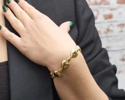 Bracciale cuore ottone finitura oro Sovrani