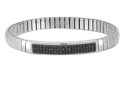 Bracciale elastico xte acciaio con zircone nero Nomination
