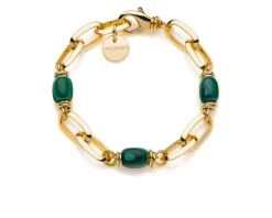 Bracciale essenza in bronzo dorato con malachite Unoaerre