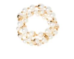 Bracciale fashion mood ottone dorato con tre fili di perle Sovrani