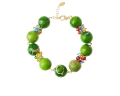 Bracciale impression argento dorato verde con ciuffi multicolore Selezione zanolli