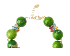 Bracciale impression argento dorato verde con ciuffi multicolore Selezione zanolli