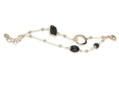 Bracciale isabelle ottone dorato con onice e cristalli occhio di gatto nero Sovrani