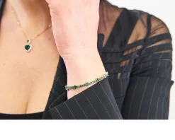 Bracciale luce argento rosè con zirconi smeraldo Sovrani