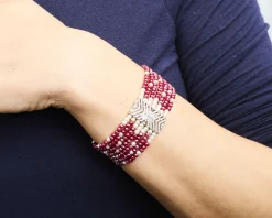 Bracciale ottone con cristalli bordeaux e perline zirconi Sovrani