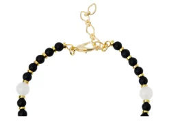 Bracciale ottone finitura dorata con pietre nere e bianche Selezione zanolli